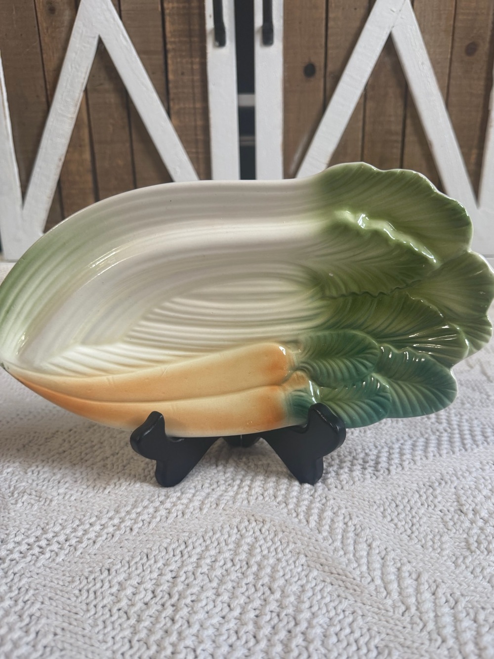 Vintage Ceramic Bok Choy and Carrot Serving Dish